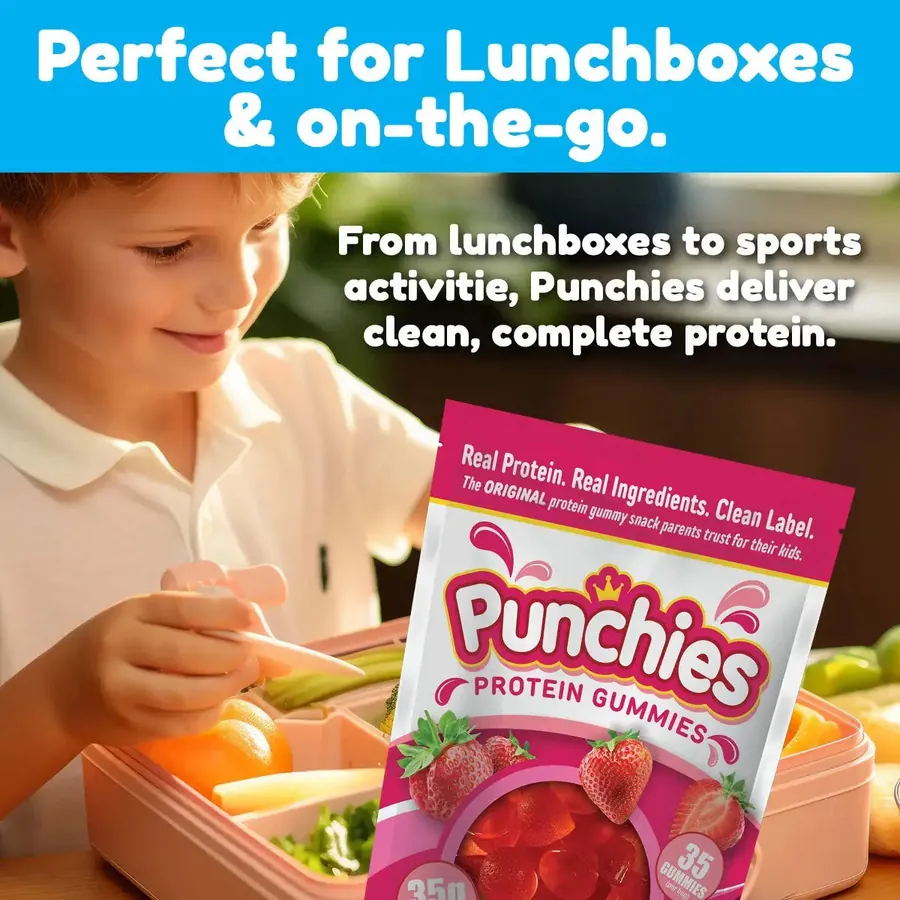 Best kids gummy vitamins: Punchies protein gummies packed for lunchboxes and on-the-go snacks